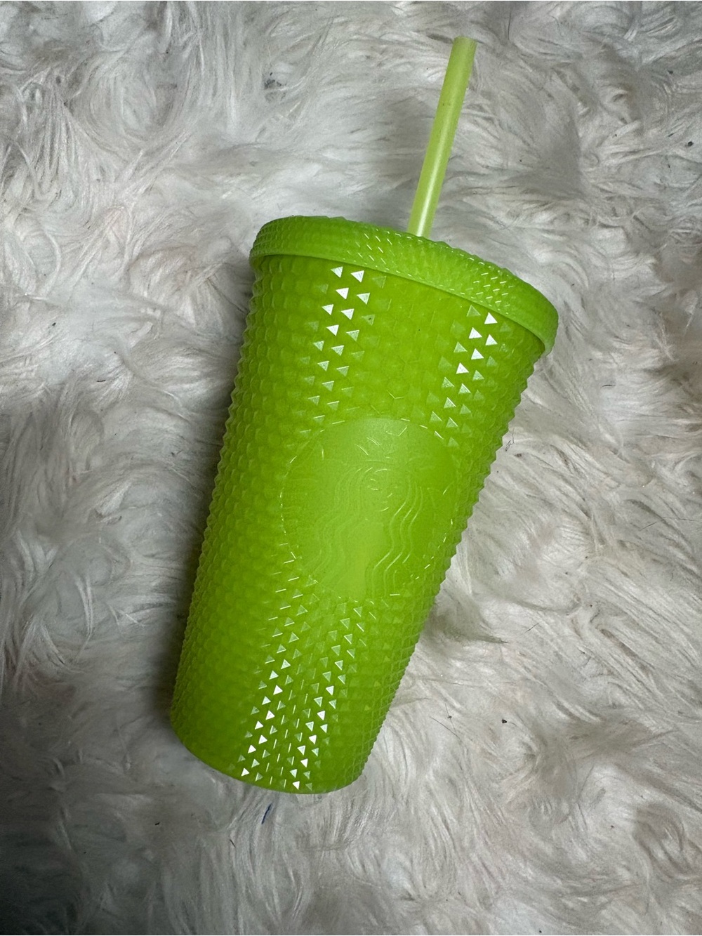 Starbucks Lime Green Textured Studded Cold Cup with Straw